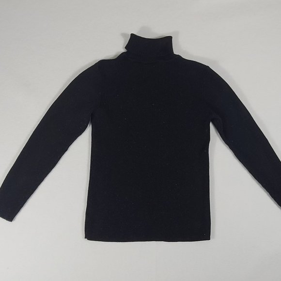LIZ CLAIBORNE Turtleneck Black Sparkle Stretch Womens Medium Metallic Thread - Picture 3 of 9